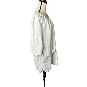 The White Company White Label Cotton Eyelet Tunic Top Tassel White Womens US 8